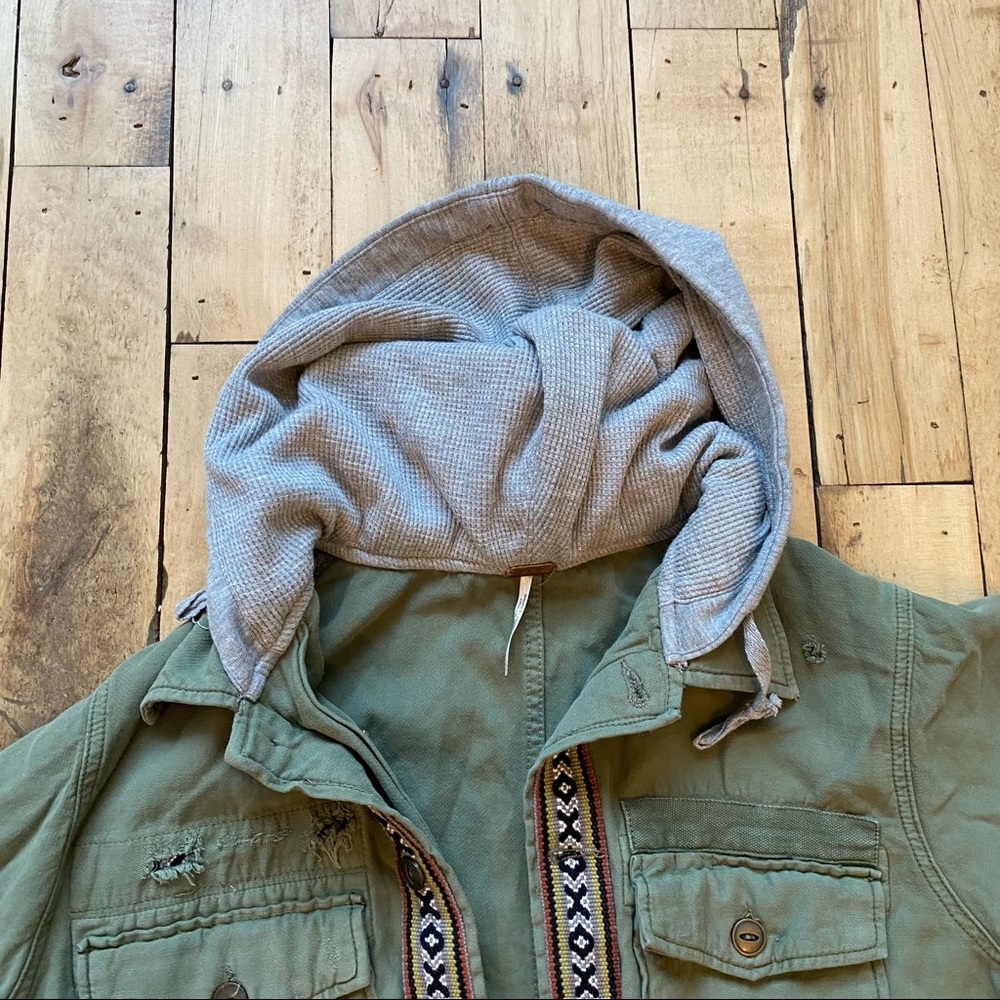 Free People Weekend Warrior Military Jacket Hood - Picture 7 of 14